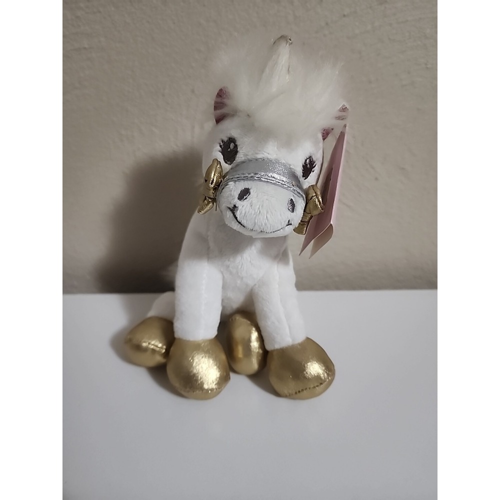 Claire's Club Unicorn‎ Plush Gold White Stuffed Animal 7" Animal Adventure 2017